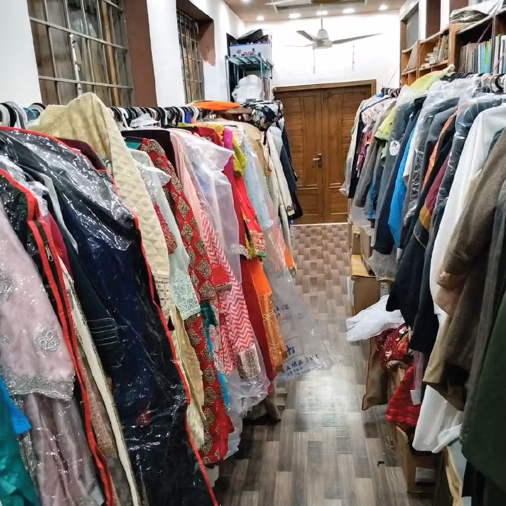Clothing racks inside Masjid Boutique