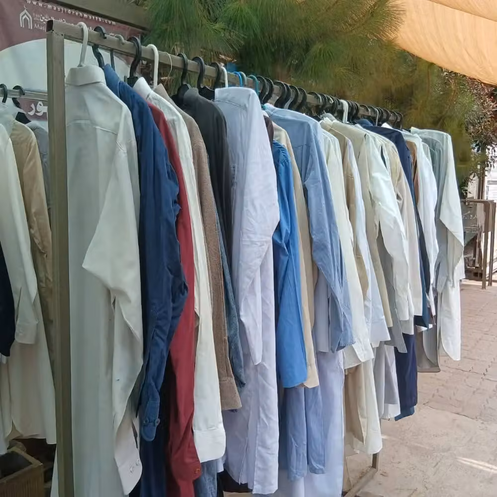 Clothes arranged for dignified selection
