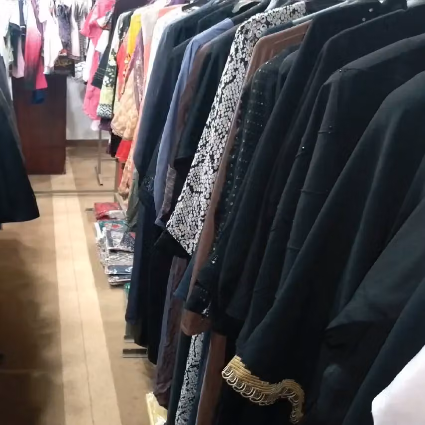 Garments arranged at Masjid Garment Store